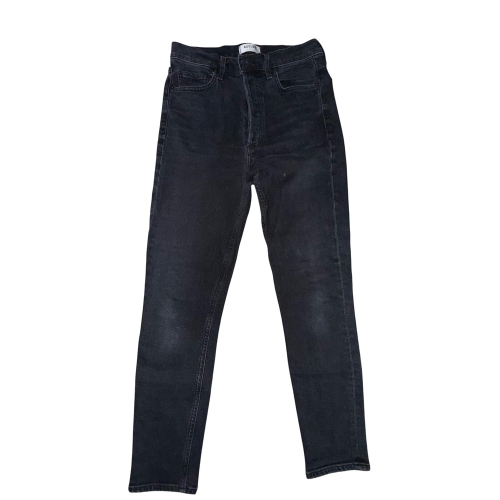 AGOLDE Nico Jeans 27 Black High Rise Slim Fit Button Fly‎ Denim